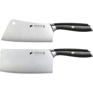 SAVEUR SELECTS 1026290 German Steel Forged 2-Piece Cleaver Set